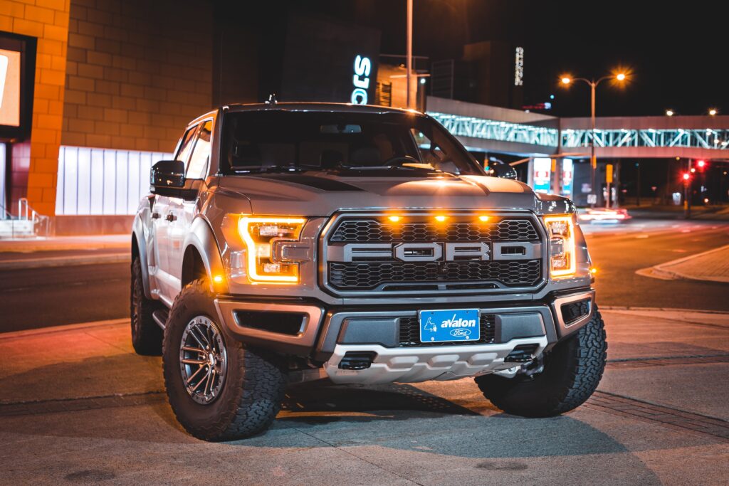 Ford truck with grill headlights