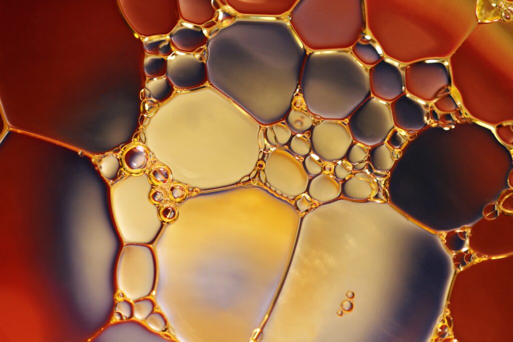 A close-up of bubbly gasoline oil