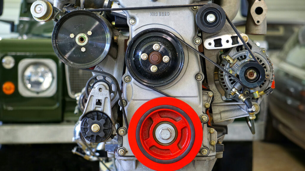 A truck engine outside of a semi truck