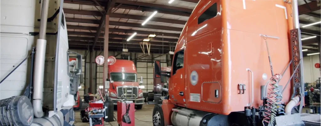 A picture of semi truck fleet vehicles