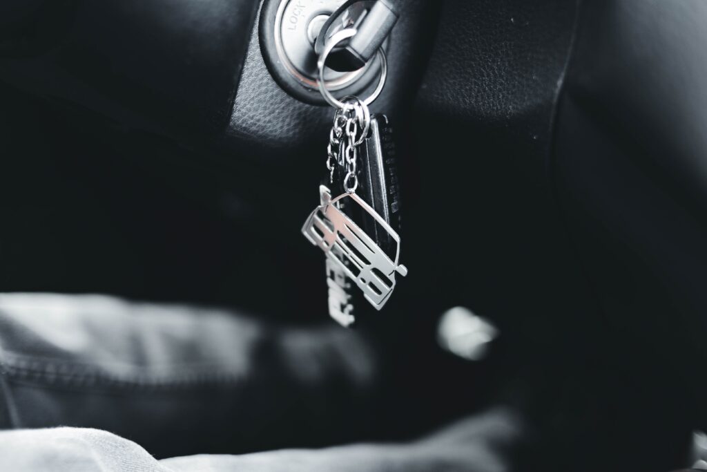 Picture of an ignition with a key in it